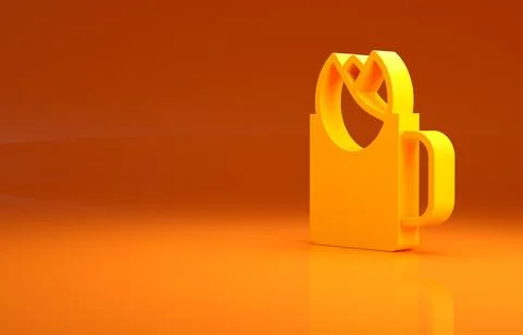 Yellow Cup of tea with rose icon isolated on orange background. Minimalism Stock Illustration