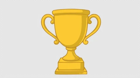 Yellow cup trophy cartoon animation Stock Footage 336504552