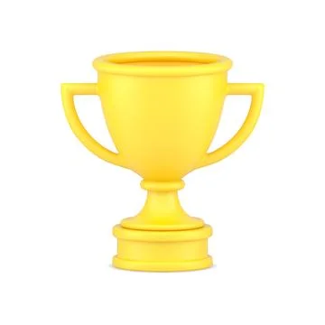 Yellow cup winner 3d icon. Main prize for successful champion Stock Illustration