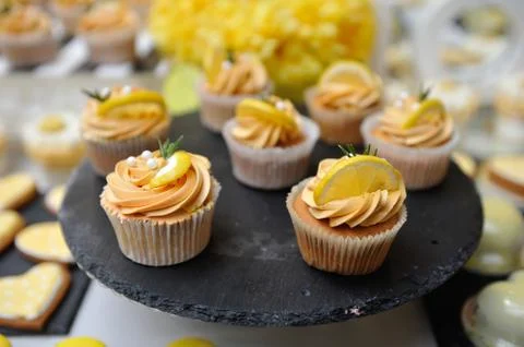 Yellow cupcake Stock Photos