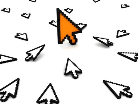 Yellow cursor against direction of movement - conceptual image Stock Illustration