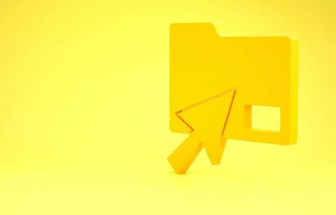 Yellow Cursor click document folder icon isolated on yellow background. Accou Illustrazione stock