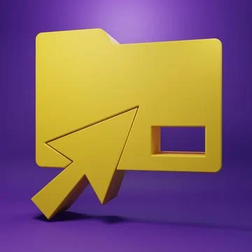 Yellow Cursor click document folder icon isolated on purple background. Acc.. Stock-Illustration
