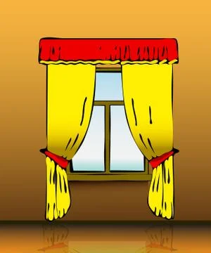Yellow curtains Stock Illustration