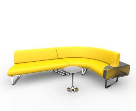 Yellow Curved Sofa Stock Illustration