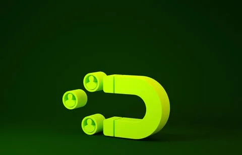 Yellow Customer attracting icon isolated on green background. Customer retent Illustrazione stock
