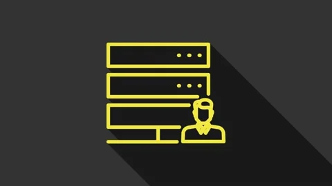 Yellow Customer care server icon isolated on grey background. Tech support Stock Footage 147695125