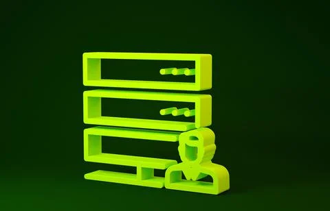 Yellow Customer care server icon isolated on green background. Tech support c Stock Illustration