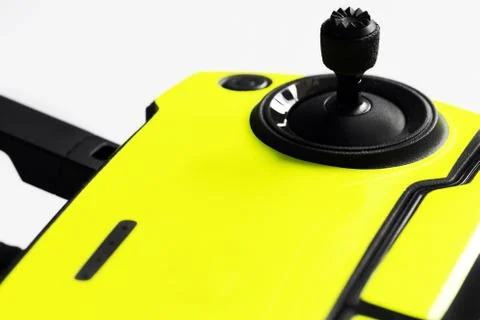 Yellow customized Dji Mavic Mini remote controller on white background Stock Photos