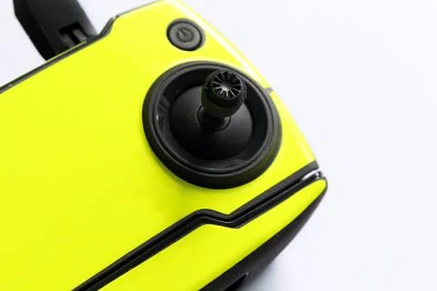 Yellow customized Dji Mavic Mini remote controller on white background Foto stock