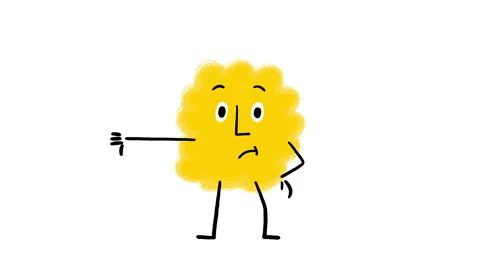 Yellow Cute Character ThumbsUp-Down 4K Horizontal Animated Video Loop Stock Footage 325086021