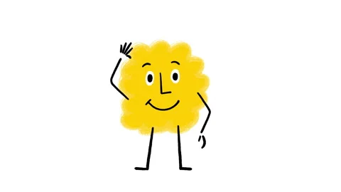 Yellow Cute Character Waves 4K Horizontal Animated Video Video stock 325086432