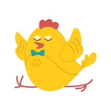 Yellow cute chicken running. Vector illustration flat cartoon style. Easter Illustrazione stock
