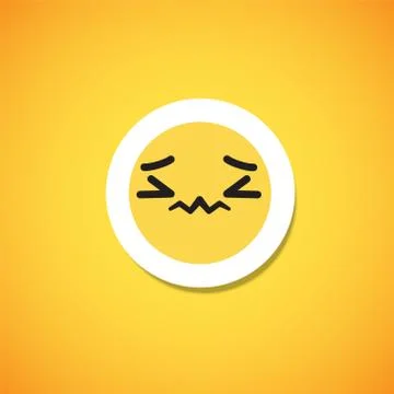 Yellow cute emoticon sticker, vector illustration Illustrazione stock