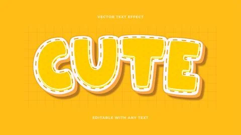 Yellow cute text effect. kids and fun theme 3d editable text effect. Illustrazione stock