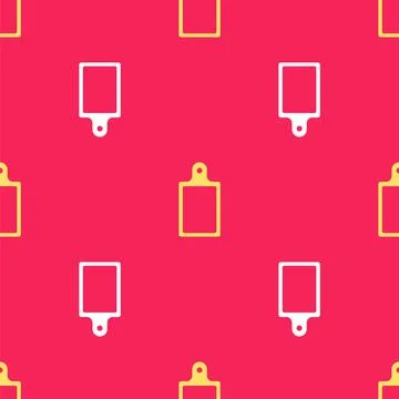Yellow Cutting board icon isolated seamless pattern on red background. Chopping Stock Illustration