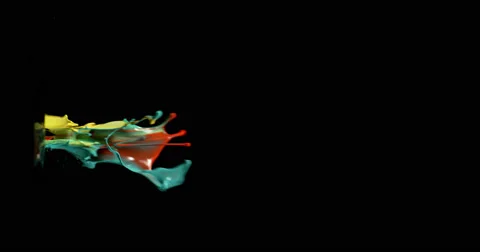 Yellow, cyan &amp; red paint in motion in 4K Stock Footage 59921275