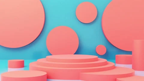 Yellow cylinders forming an empty platform for a product placement Stock Footage 155404756