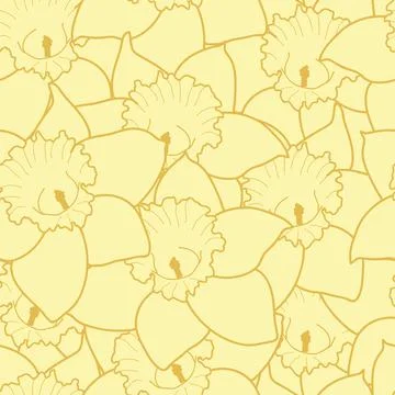 Yellow daffodils seamless pattern background Stock Illustration