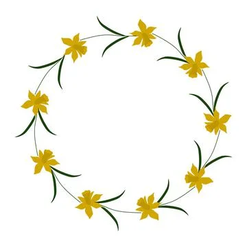Yellow daffodils wreath Stock Illustration