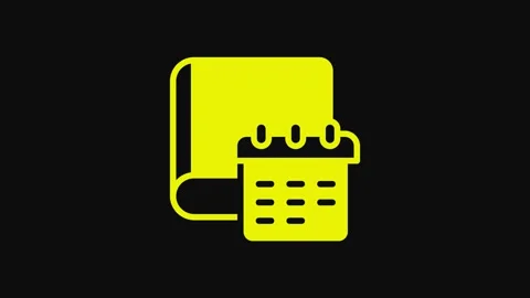 Yellow Daily paper notepad icon isolated on black background. 4K Video motion Video stock 233071349