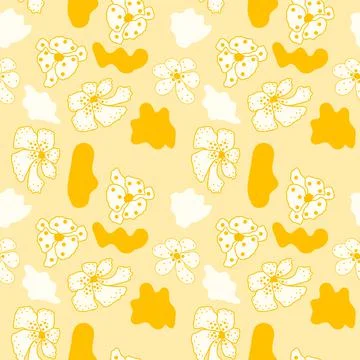 Yellow daisy with abstract form seamless pattern Stock Illustration