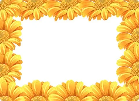 Yellow daisy flower border Stock Illustration