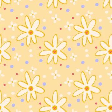 Yellow daisy seamless pattern on pastel background Stock Illustration