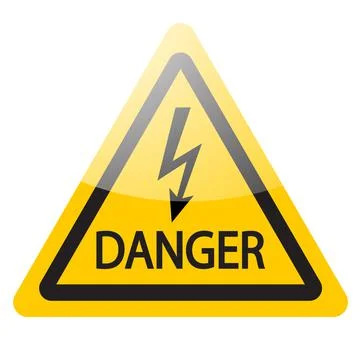 Yellow danger sign. Lightning warning symbol icon. Vector Stock Illustration