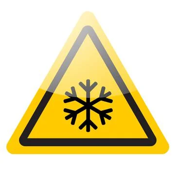 Yellow danger sign. Snowflake warning symbol icon. Vector Stock Illustration