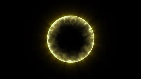 Yellow dark black background motion animation. glowing burning circle Stock Footage 275821749