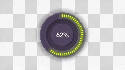 Yellow dashed animated percent circle loader on dark background Stock Footage 348131107