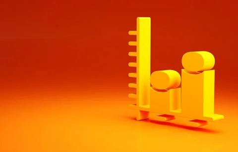 Yellow Data analysis icon isolated on orange background. Minimalism concept.  Illustrazione stock