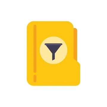 Yellow data folder presenting filtering function icon Stock Illustration