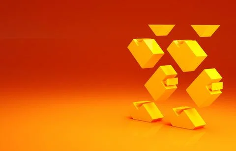 Yellow Data stream icon isolated on orange background. Minimalism concept. 3d イラスト素材