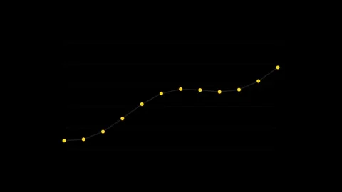Yellow Data Trend Line Chart Representing Growth Metrics Dark Background Stock Footage 347435467