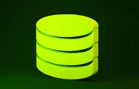 Yellow Database icon isolated on green background. Network databases, disc wi イラスト素材