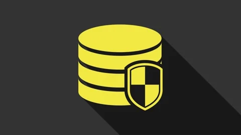 Yellow Database protection icon isolated on grey background. Secure database Stock Footage 147692738