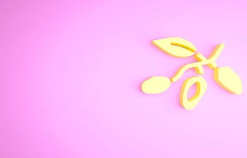 Yellow Date fruit icon isolated on pink background. Minimalism concept. 3d 스톡 일러스트