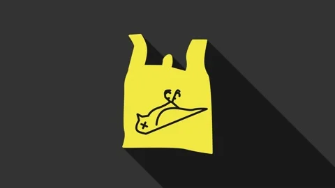 Yellow Dead bird, plastic icon isolated on grey background. Element of pollution Stock Footage 147700404