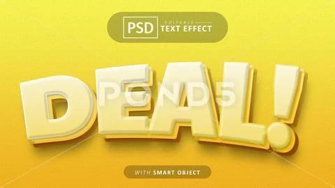 Yellow deal text effect editable PSD Template