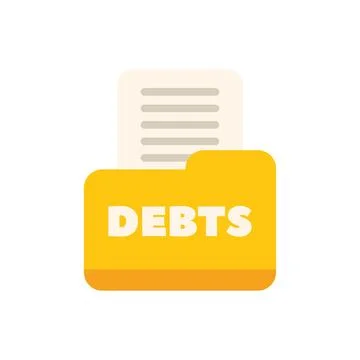 Yellow debt folder containing financial documents Stock Illustration