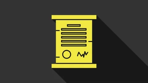 Yellow Decree, paper, parchment, scroll icon icon isolated on grey background Stock Footage 147698528