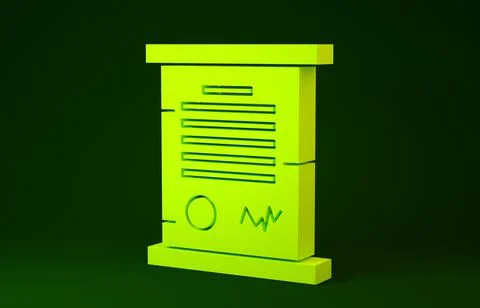 Yellow Decree, paper, parchment, scroll icon icon isolated on green backgroun Illustrazione stock