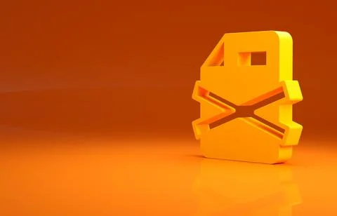 Yellow Delete file document icon isolated on orange background. Rejected Illustrazione stock