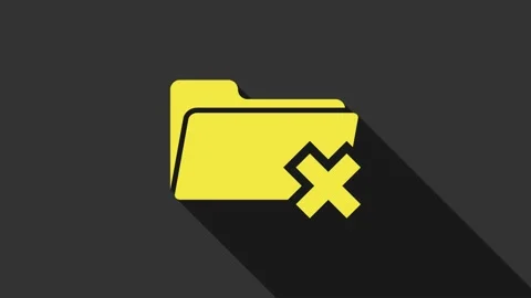 Yellow Delete folder icon isolated on grey background. Folder with recycle bin Stock Footage 147692773