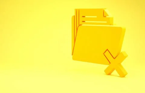 Yellow Delete folder icon isolated on yellow background. Folder with recycle  Stock Illustration
