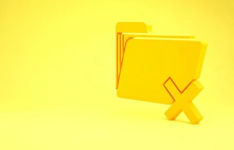 Yellow Delete folder icon isolated on yellow background. Folder with recycle  イラスト素材
