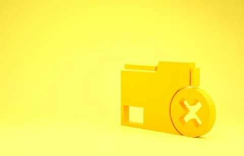 Yellow Delete folder icon isolated on yellow background. Delete or error fold 스톡 일러스트