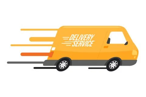 Yellow Delivery Car. Isolated Vector Illustration Stock Illustration